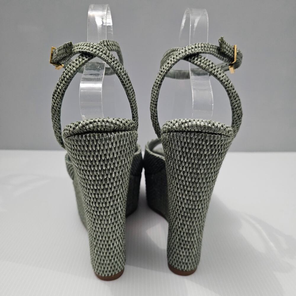 NEW Schutz Neith Straw Wedge Sandal Platform Green Raffia Size 9.5 - Picture 9 of 13